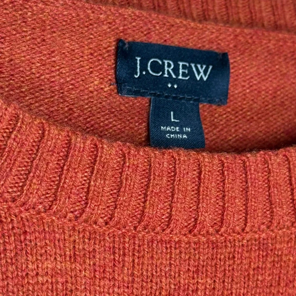 J. Crew Lambs Wool Blend Crewneck Fall Sweater Burnt Orange Men's Size Large